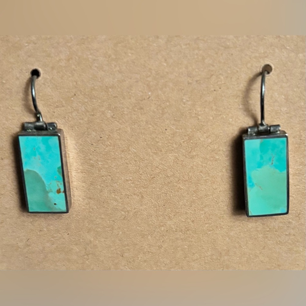 Rectangular Turquoise Sterling Silver Earrings - image 1